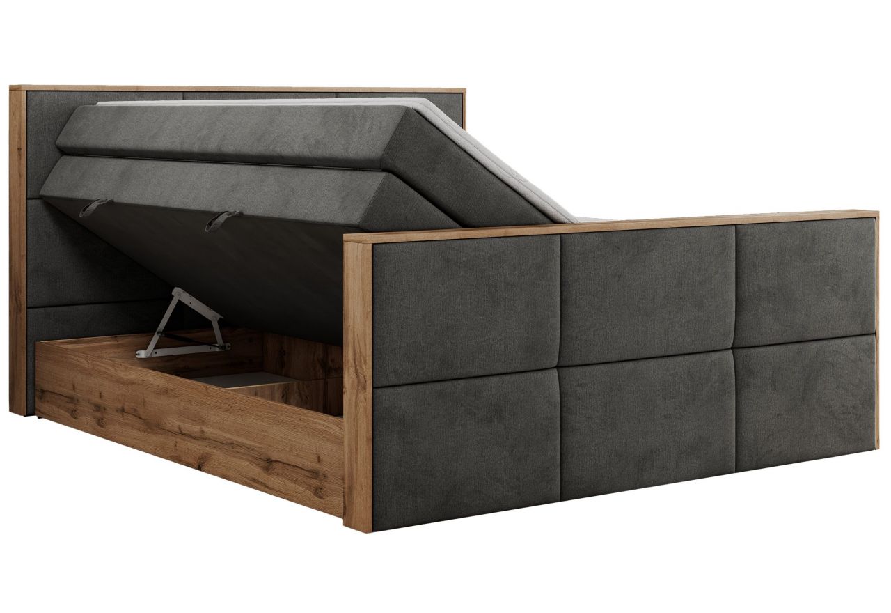 Łóżko kontynentalne ALBERO 2 KING DUO 180x200 - H3 - ciemnoszary, welwet