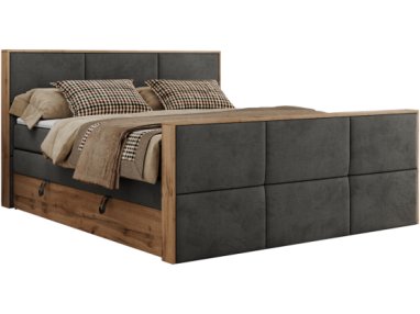 Łóżko kontynentalne ALBERO 2 KING DUO 120x200 - H4 - ciemnoszary, welwet