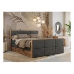 Łóżko kontynentalne ALBERO 2 KING DUO 180x200 - H4 - ciemnoszary, welwet