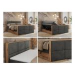 Łóżko kontynentalne ALBERO 2 KING DUO 180x200 - H4 - ciemnoszary, welwet