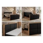 Łóżko kontynentalne ALBERO 2 KING DUO 180x200 - H4 - czarny, ekoskóra