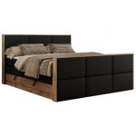 Łóżko kontynentalne ALBERO 2 KING DUO 200x200 - H4 - czarny, ekoskóra