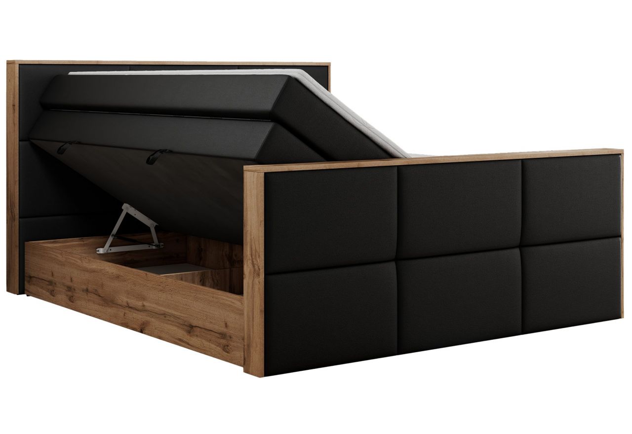 Łóżko kontynentalne ALBERO 2 KING DUO 200x200 - H4 - czarny, ekoskóra