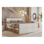 Łóżko kontynentalne ALBERO 2 KING DUO 120x200 - H3 - biały, ekoskóra