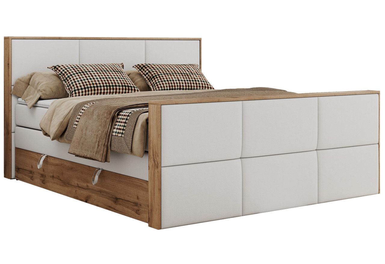 Łóżko kontynentalne ALBERO 2 KING DUO 120x200 - H3 - biały, ekoskóra