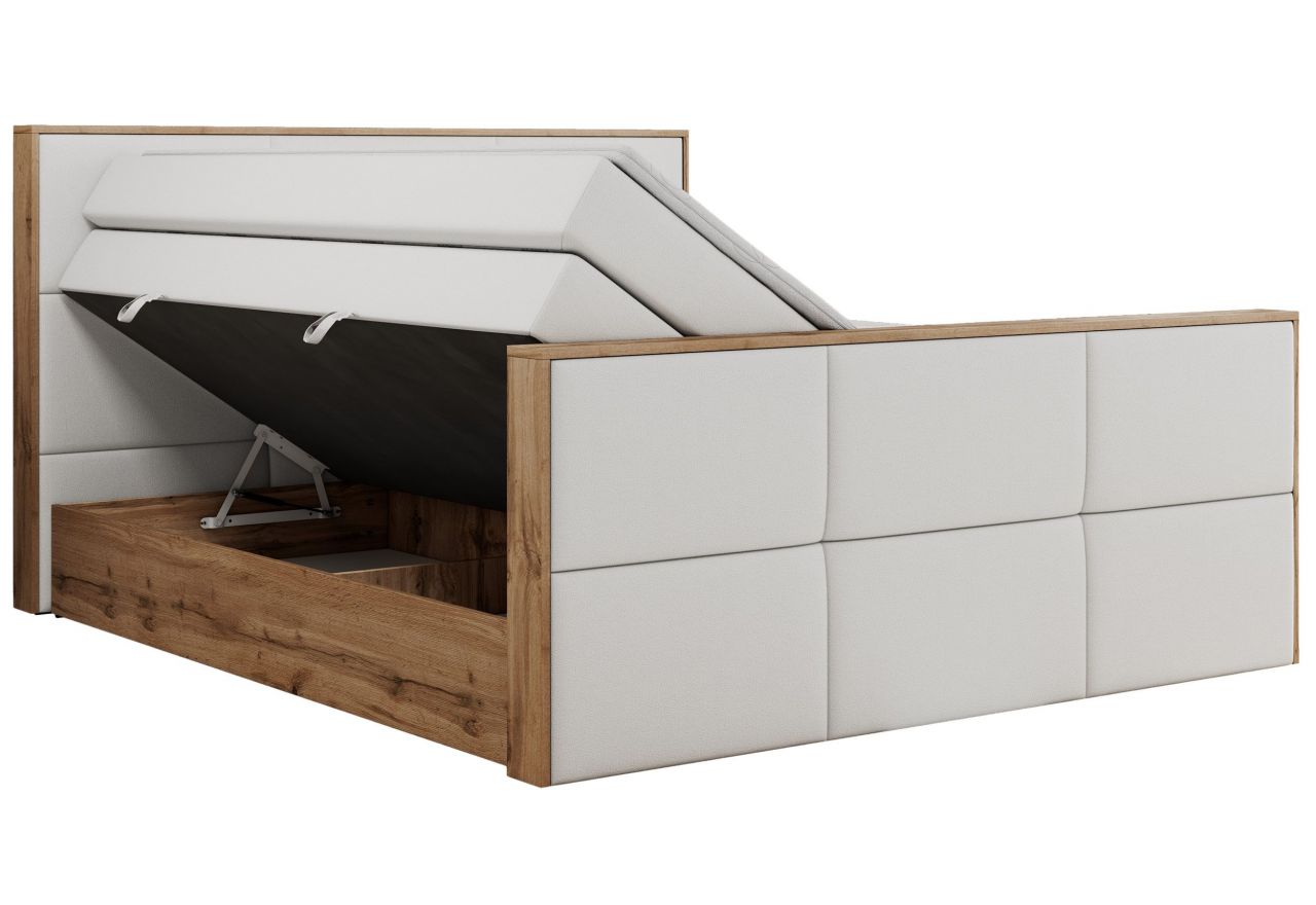 Łóżko kontynentalne ALBERO 2 KING DUO 120x200 - H3 - biały, ekoskóra