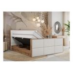 Łóżko kontynentalne ALBERO 2 KING DUO 160x200 - H3 - biały, ekoskóra