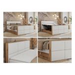 Łóżko kontynentalne ALBERO 2 KING DUO 200x200 - H3 - biały, ekoskóra