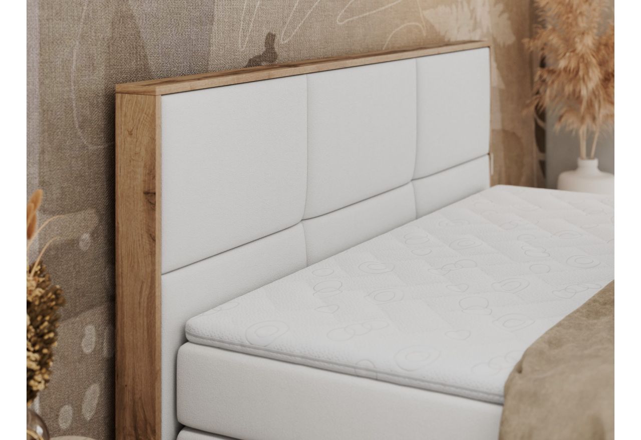 Łóżko kontynentalne ALBERO 2 KING DUO 140x200 - H4 - biały, ekoskóra