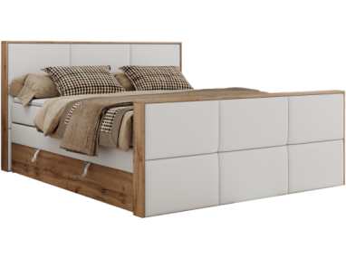 Łóżko kontynentalne ALBERO 2 KING DUO 160x200 - H4 - biały, ekoskóra