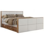 Łóżko kontynentalne ALBERO 2 KING DUO 160x200 - H4 - biały, ekoskóra