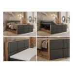 Łóżko kontynentalne ALBERO 2 KING DUO 200x200 - H3 - szary, ekoskóra