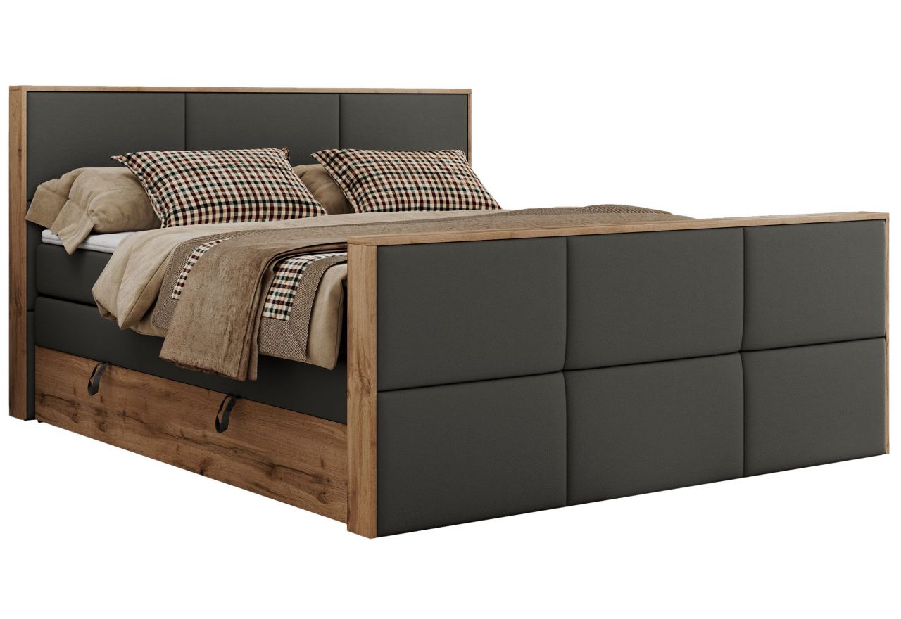 Łóżko kontynentalne ALBERO 2 KING DUO 200x200 - H3 - szary, ekoskóra