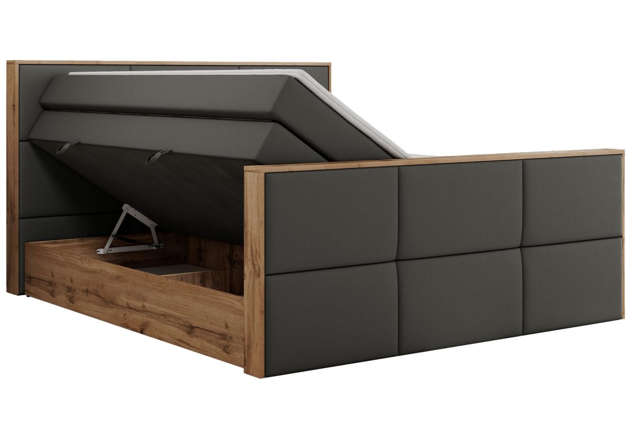 Łóżko kontynentalne ALBERO 2 KING DUO 200x200 - H3 - szary, ekoskóra