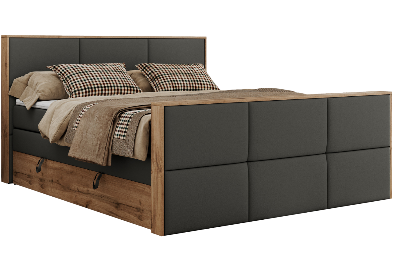 Łóżko kontynentalne ALBERO 2 KING DUO 120x200 - H4 - szary, ekoskóra