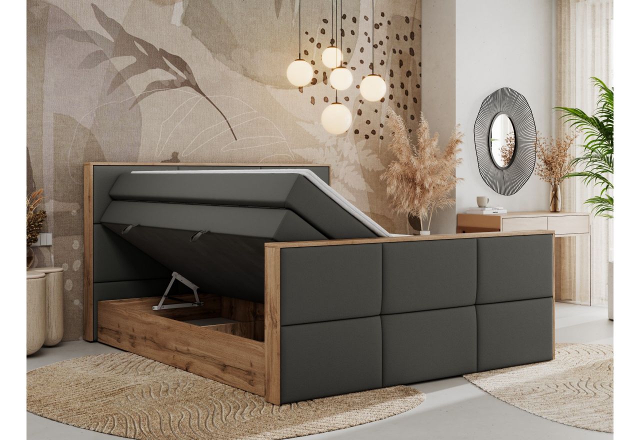 Łóżko kontynentalne ALBERO 2 KING DUO 120x200 - H4 - szary, ekoskóra