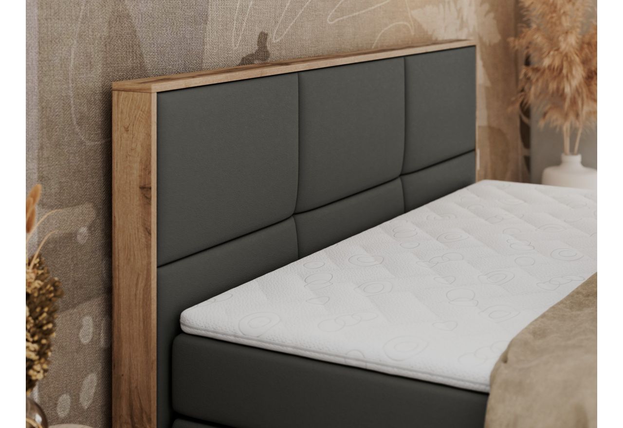 Łóżko kontynentalne ALBERO 2 KING DUO 200x200 - H4 - szary, ekoskóra