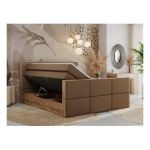 Łóżko kontynentalne ALBERO 2 KING DUO 200x200 - H3 - brązowy, ekoskóra