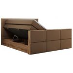 Łóżko kontynentalne ALBERO 2 KING DUO 200x200 - H3 - brązowy, ekoskóra