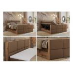 Łóżko kontynentalne ALBERO 2 KING DUO 120x200 - H4 - brązowy, ekoskóra