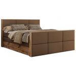 Łóżko kontynentalne ALBERO 2 KING DUO 160x200 - H4 - brązowy, ekoskóra