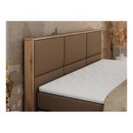 Łóżko kontynentalne ALBERO 2 KING DUO 200x200 - H4 - brązowy, ekoskóra