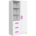 Pojemny regał z szufladami na zabawki i książki do pokoju dziecka - KIDS Biały