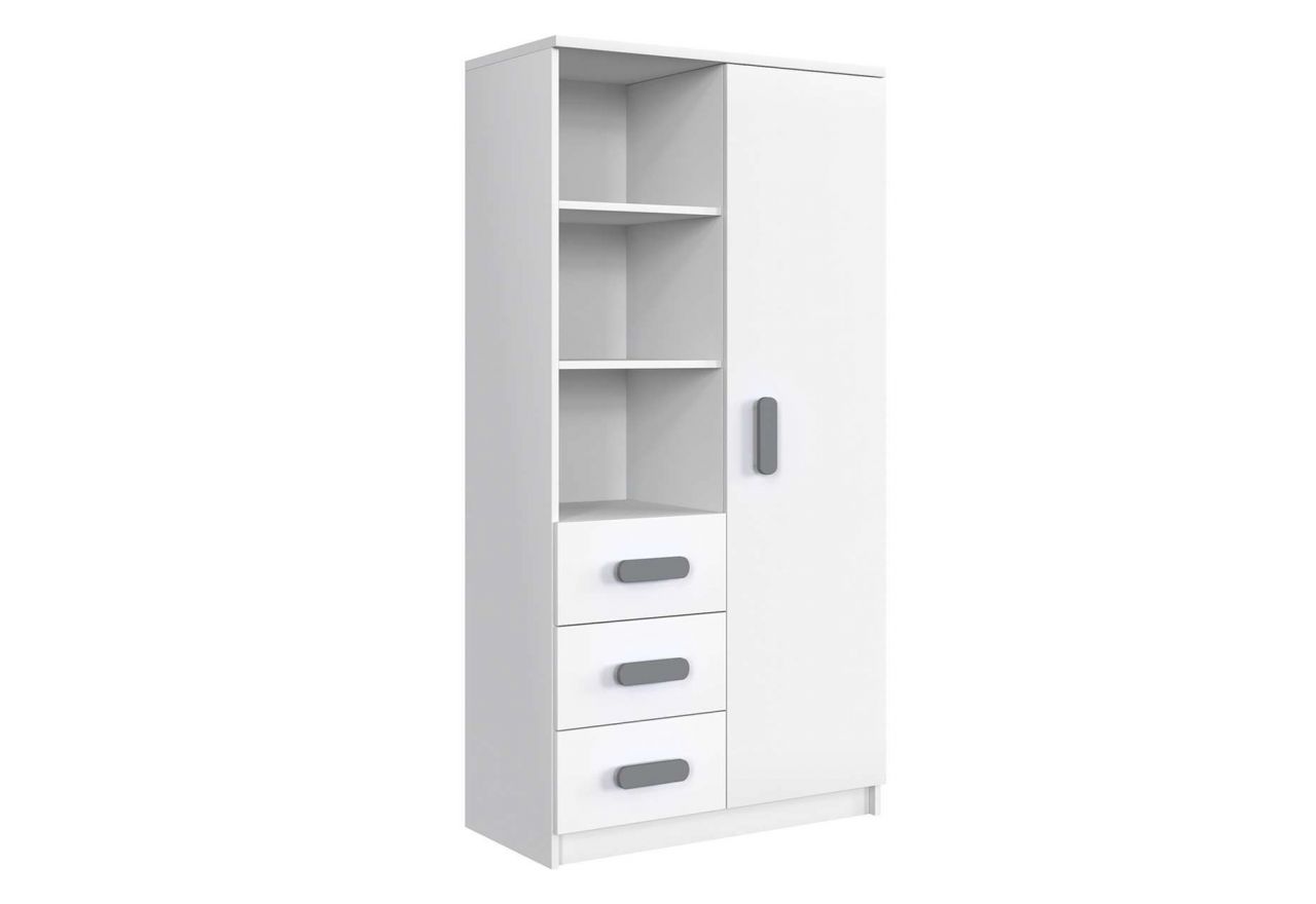 Pojemny regał z szufladami na zabawki i książki do pokoju dziecka - KIDS Biały