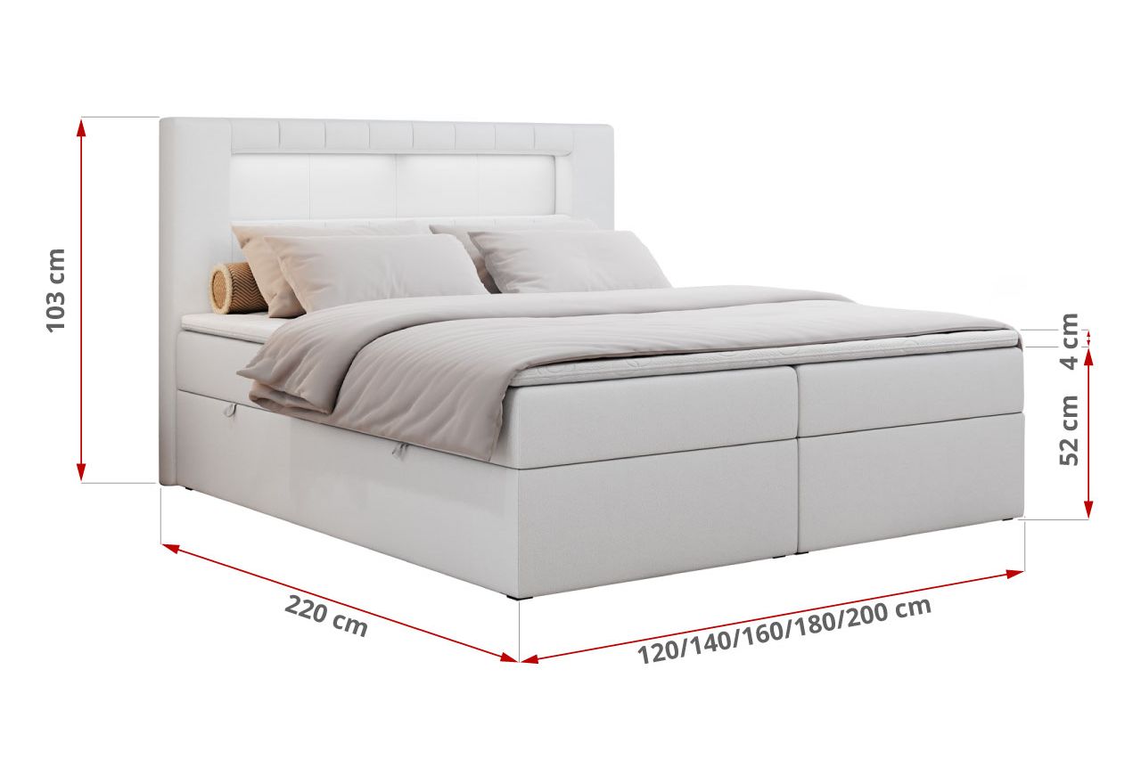 Łóżko kontynentalne GOLD 5 160x200 - Soft 33 - kremowa ekoskóra - OUTLETU