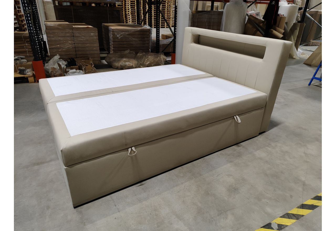 Łóżko kontynentalne GOLD 5 160x200 - Soft 33 - kremowa ekoskóra - OUTLETU