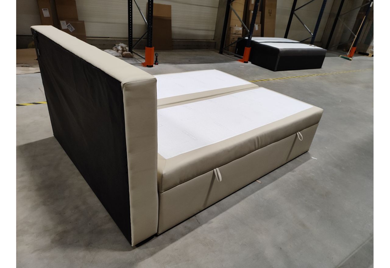 Łóżko kontynentalne GOLD 5 160x200 - Soft 33 - kremowa ekoskóra - OUTLETU