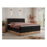 Łóżko kontynentalne VENETO KING 180x200 - Soft 11 - czarna ekoskóra - OUTLETU