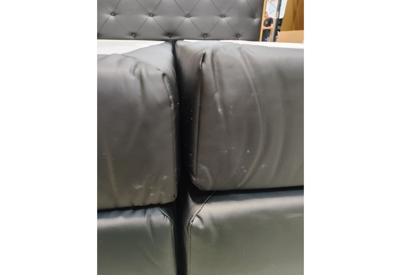 Łóżko kontynentalne VENETO KING 180x200 - Soft 11 - czarna ekoskóra - OUTLETU