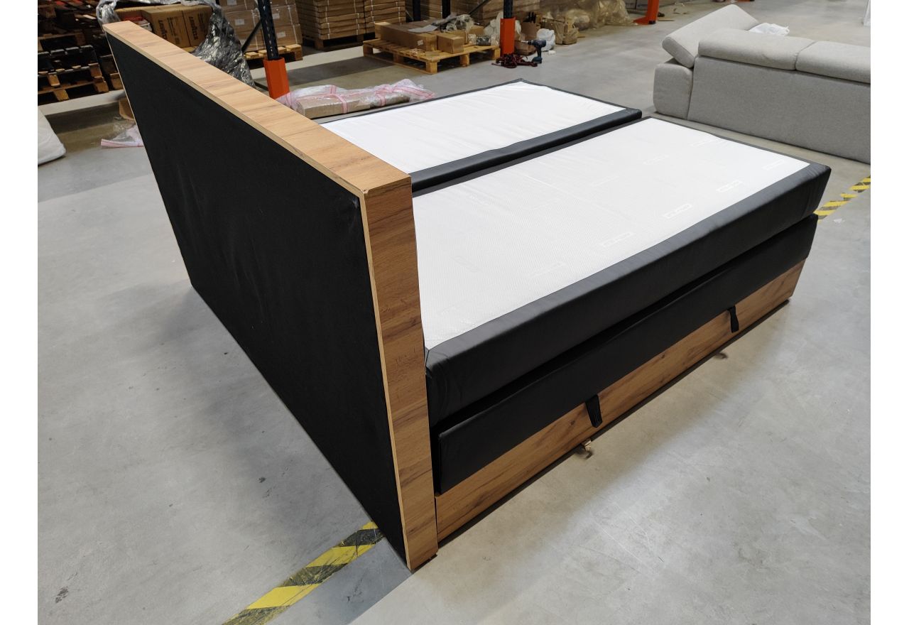 Łóżko kontynentalne VENETO KING 180x200 - Soft 11 - czarna ekoskóra - OUTLETU