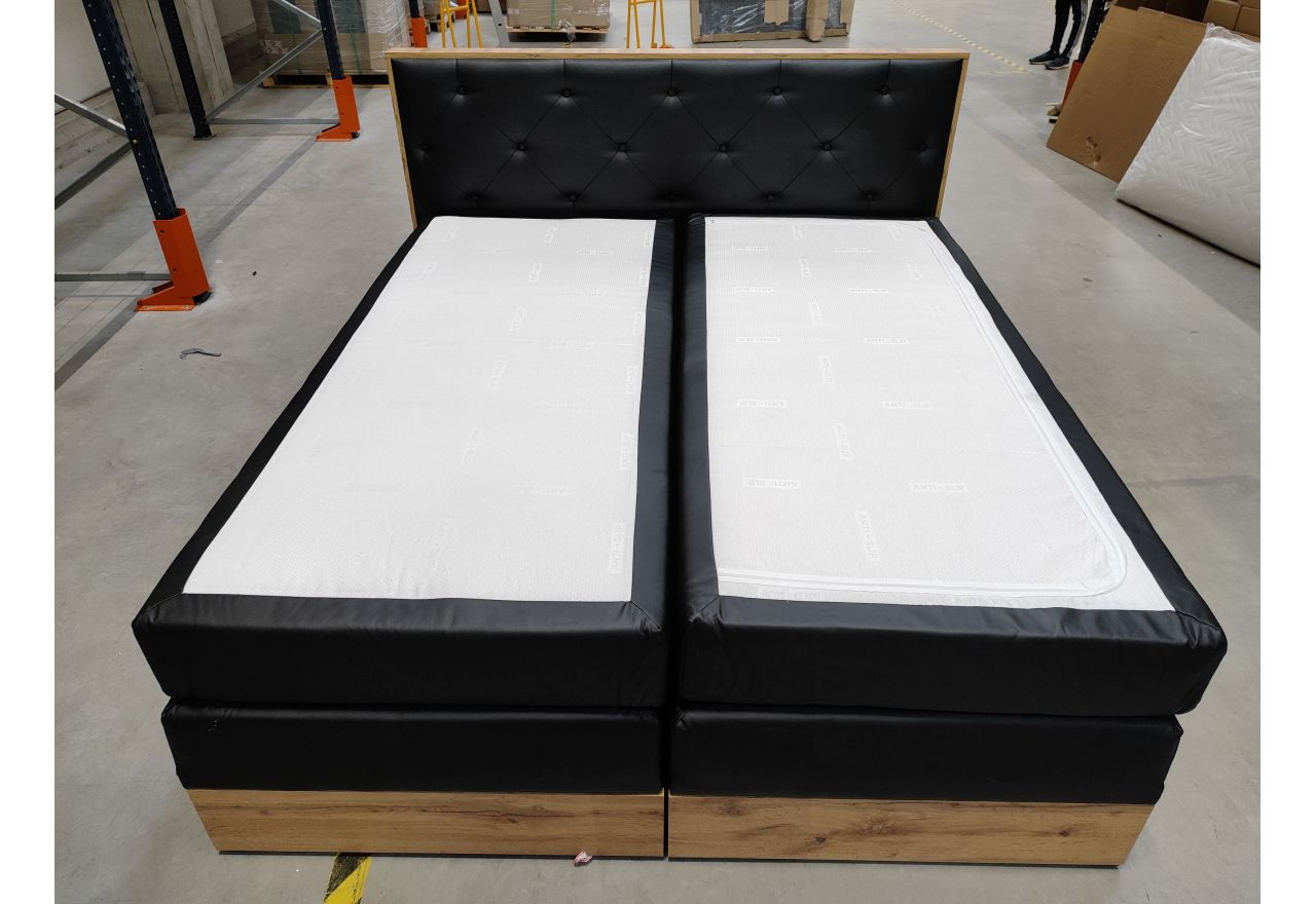 Łóżko kontynentalne VENETO KING 180x200 - Soft 11 - czarna ekoskóra - OUTLETU