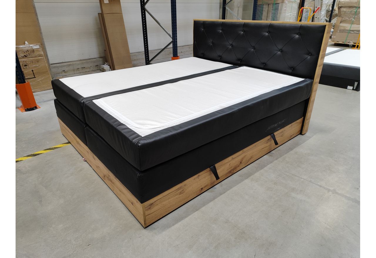 Łóżko kontynentalne VENETO KING 180x200 - Soft 11 - czarna ekoskóra - OUTLETU