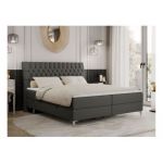 Łóżko kontynentalne MILEN 180x200 - Soft 20 - grafitowa ekoskóra - OUTLETU