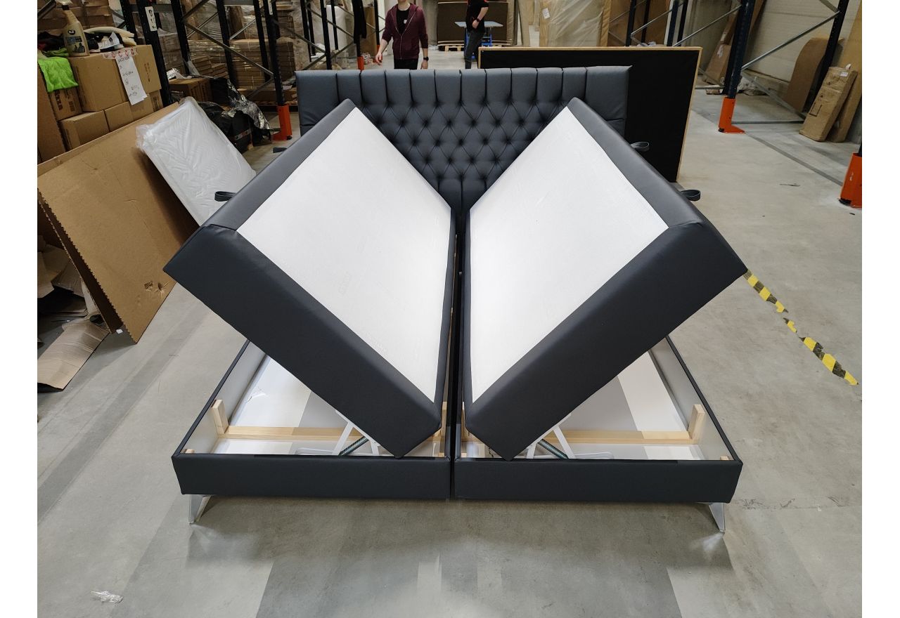 Łóżko kontynentalne MILEN 180x200 - Soft 20 - grafitowa ekoskóra - OUTLETU