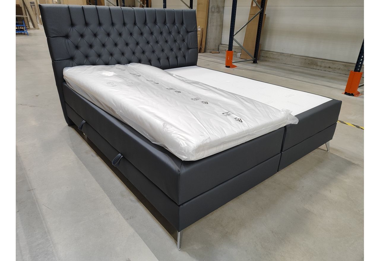 Łóżko kontynentalne MILEN 180x200 - Soft 20 - grafitowa ekoskóra - OUTLETU