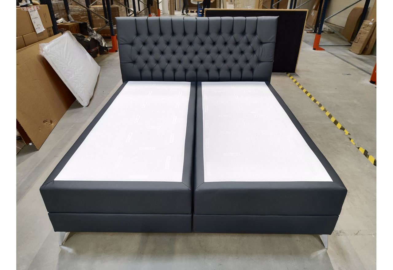 Łóżko kontynentalne MILEN 180x200 - Soft 20 - grafitowa ekoskóra - OUTLETU