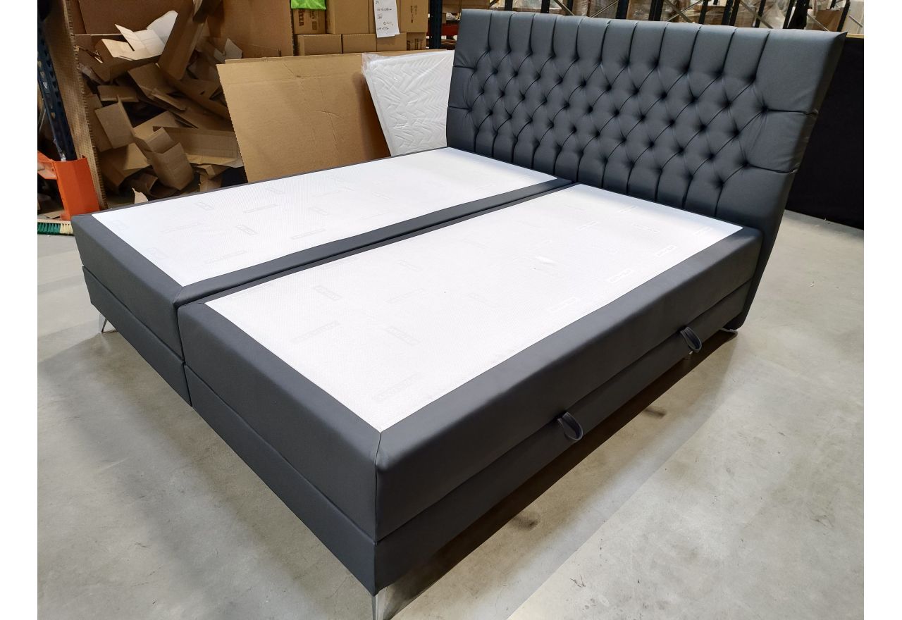 Łóżko kontynentalne MILEN 180x200 - Soft 20 - grafitowa ekoskóra - OUTLETU