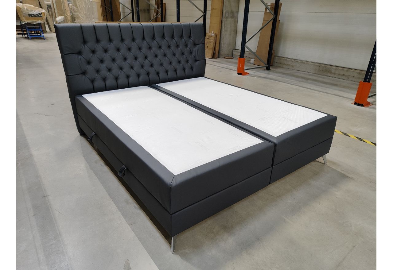 Łóżko kontynentalne MILEN 180x200 - Soft 20 - grafitowa ekoskóra - OUTLETU