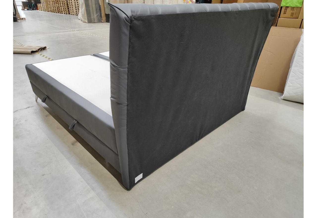 Łóżko kontynentalne MILEN 180x200 - Soft 20 - grafitowa ekoskóra - OUTLETU