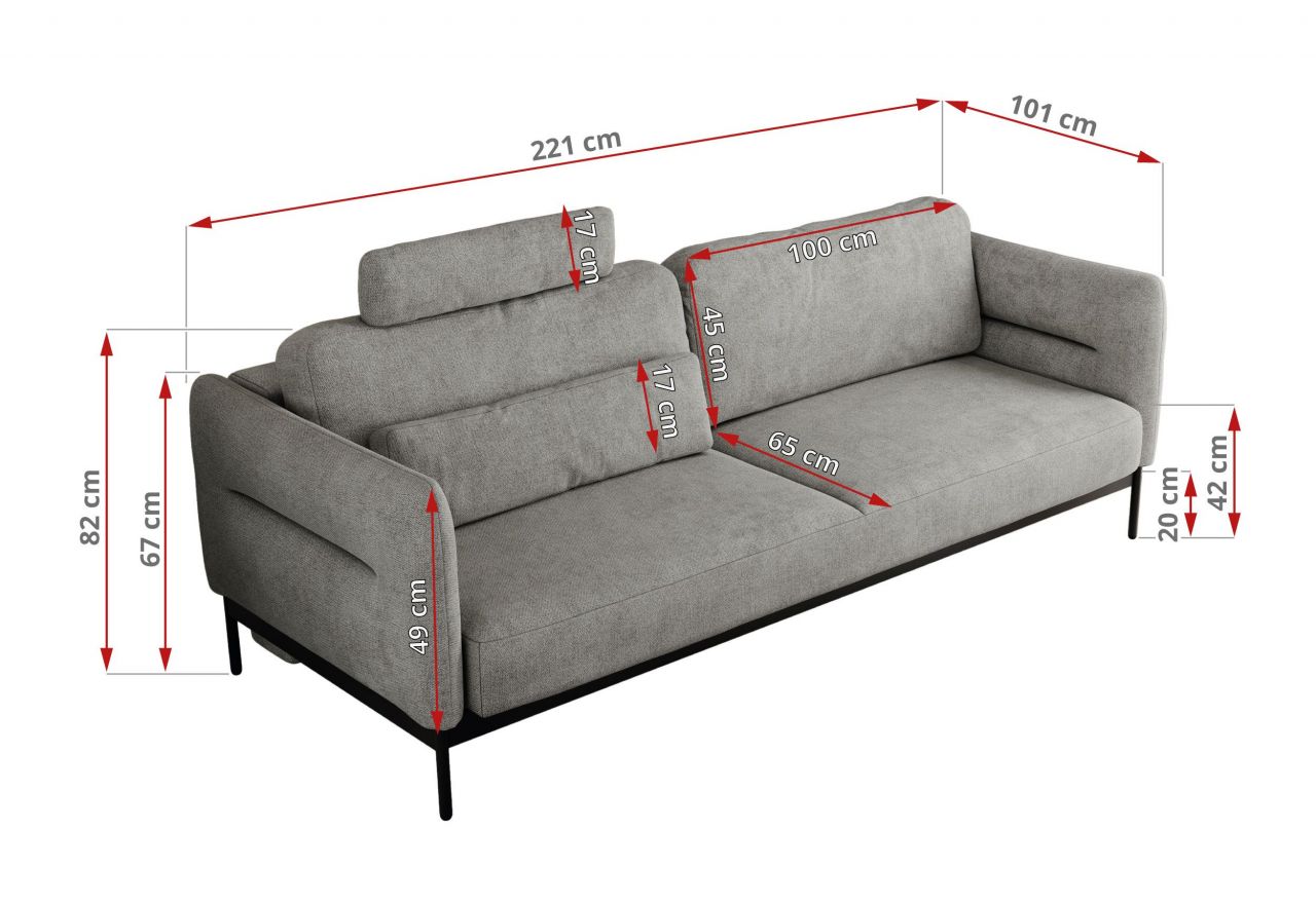 Sofa SALENTO - jasnoszary, struktura