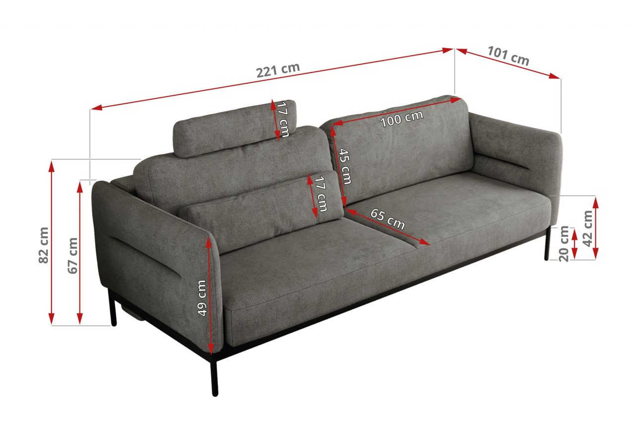 Sofa SALENTO - szary, struktura