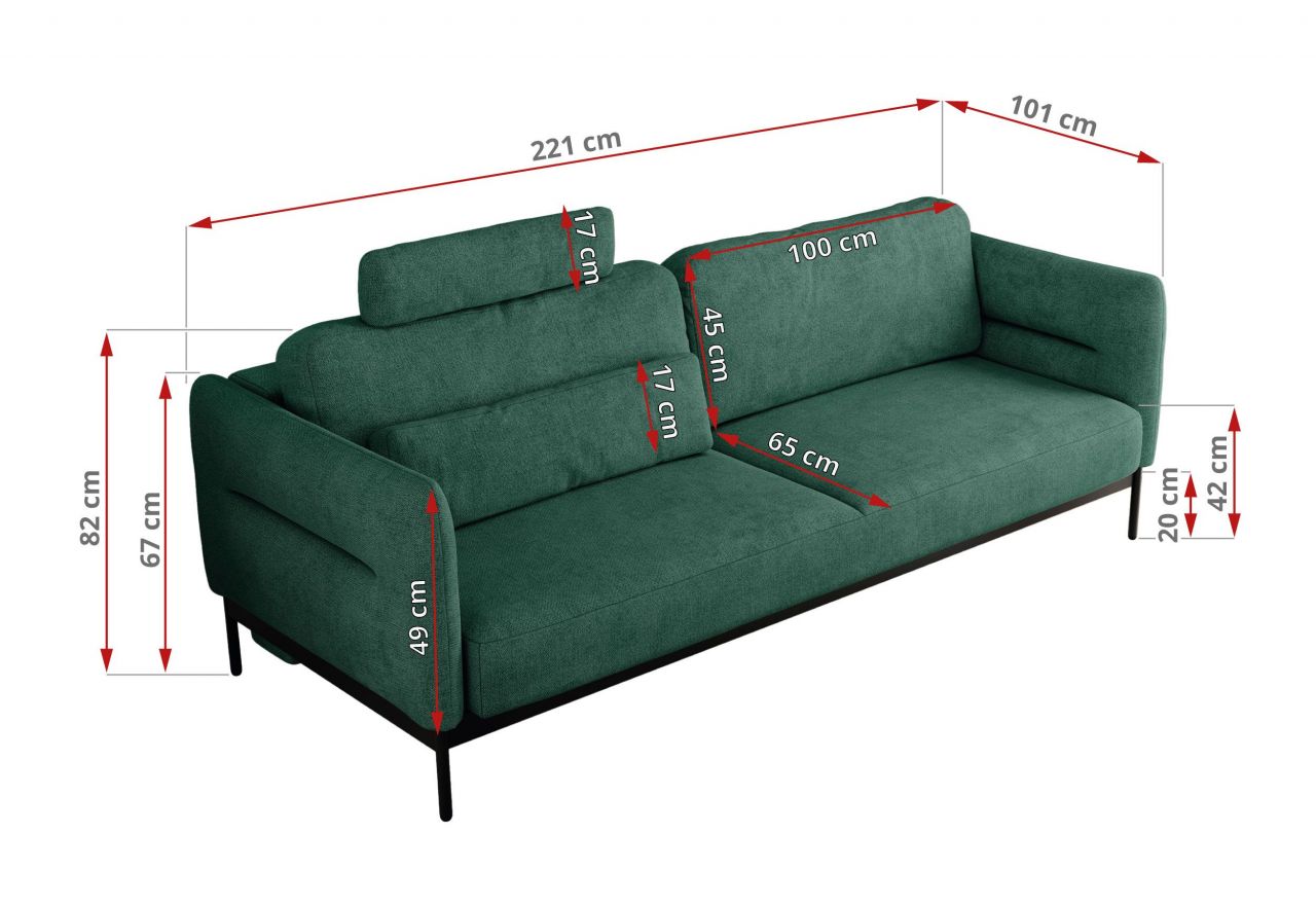 Sofa SALENTO - zielony, struktura