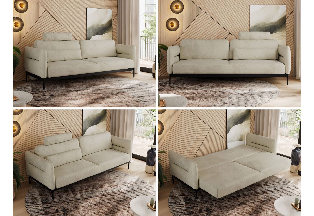 Sofa SALENTO - beżowy, welwet