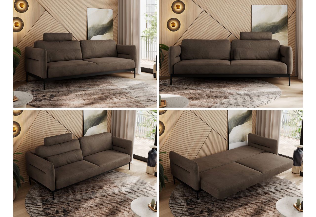 Sofa SALENTO - brązowy, welwet