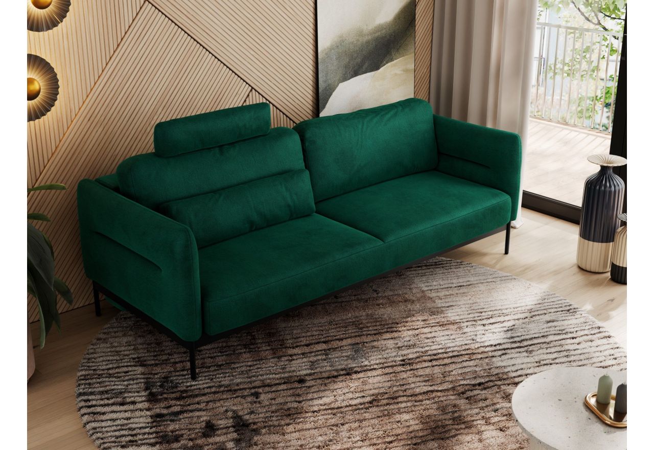 Sofa SALENTO - ciemnozielony, welwet