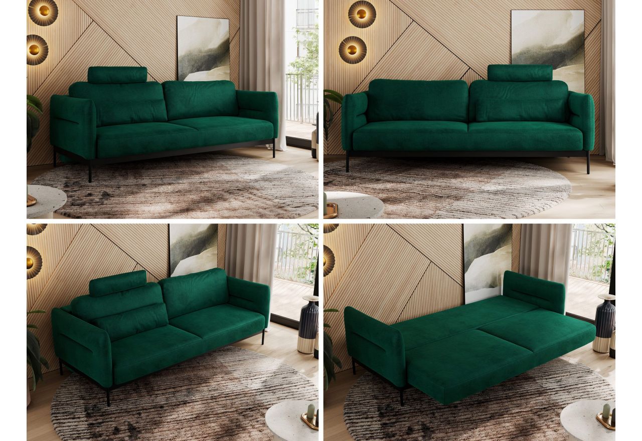 Sofa SALENTO - ciemnozielony, welwet